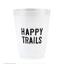 Reusable Frost Cup Set 16oz BPA Free Plastic Cups Happy Trails 8 Pack