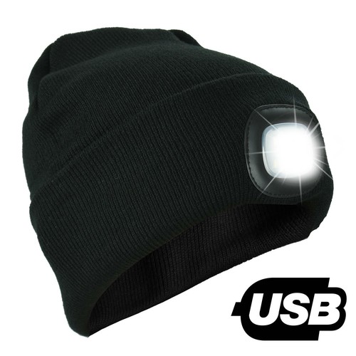 Unisex 4 LED Beanie Hat Rechargeable 