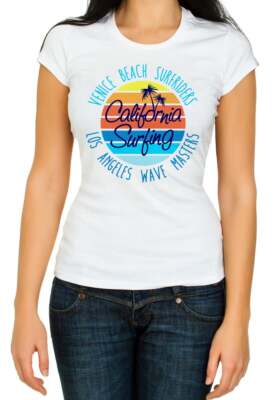 California Surfing Venice Beach Sureriders Los angles Wave masters White Women's