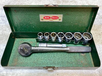 Vintage S-K Wayne 9 piece 3/8” Socket Set in Green Case | eBay