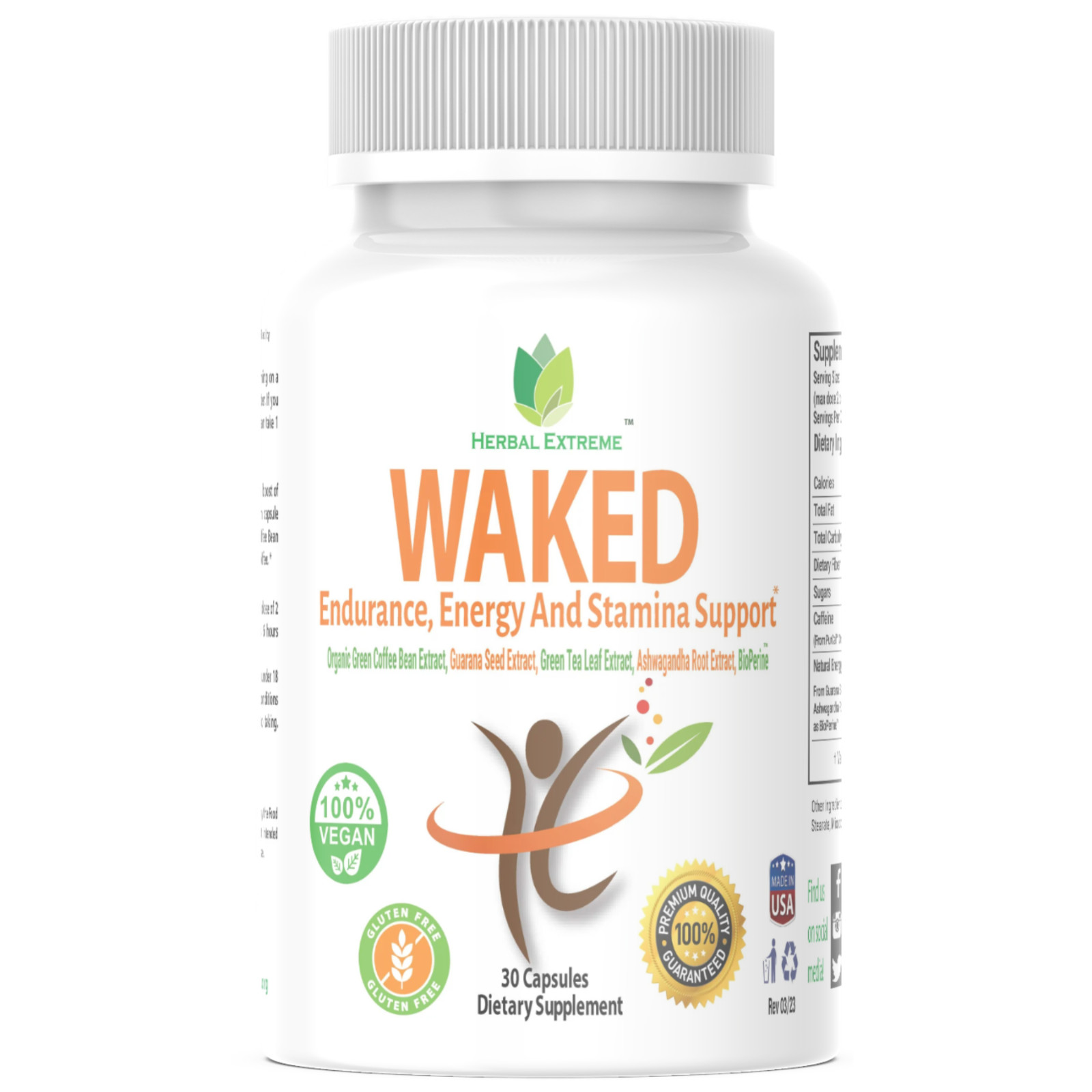 Waked Endurance, Energy And Stamina Support 30 Capsules Gree