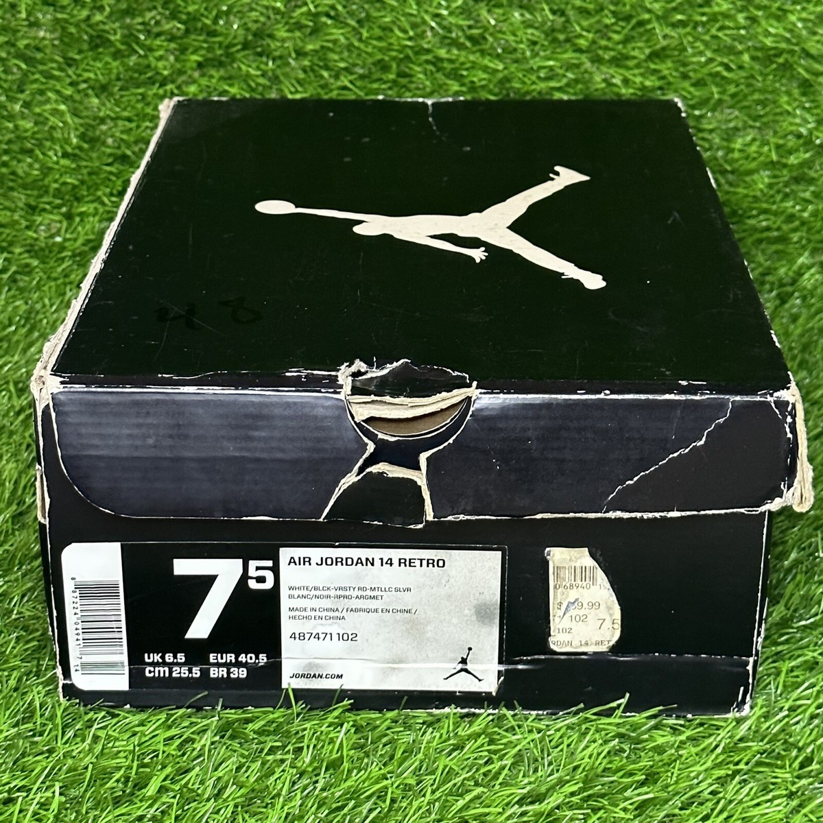 Air Jordan 14 Retro White/Black/Varst Red/Silver (BLACK TOE) SZ  