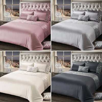 Starburst Sparkly Diamante Duvet Cover & Pillowcase Set Single Double King Pink