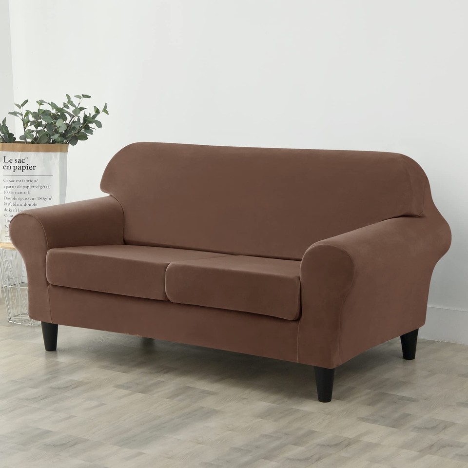 CONRUSER Stretch Sofa Slipcover, Soft Velvet Sofa Covers for 2 Cushion