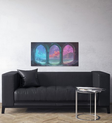Mystical Seascapes with Arches Canvas Print, Fantasy Ocean Decor - Picture 7 of 11