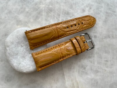 21mm/18mm Yellow Alligator Crocodile Embossed Leather Watch Strap Band