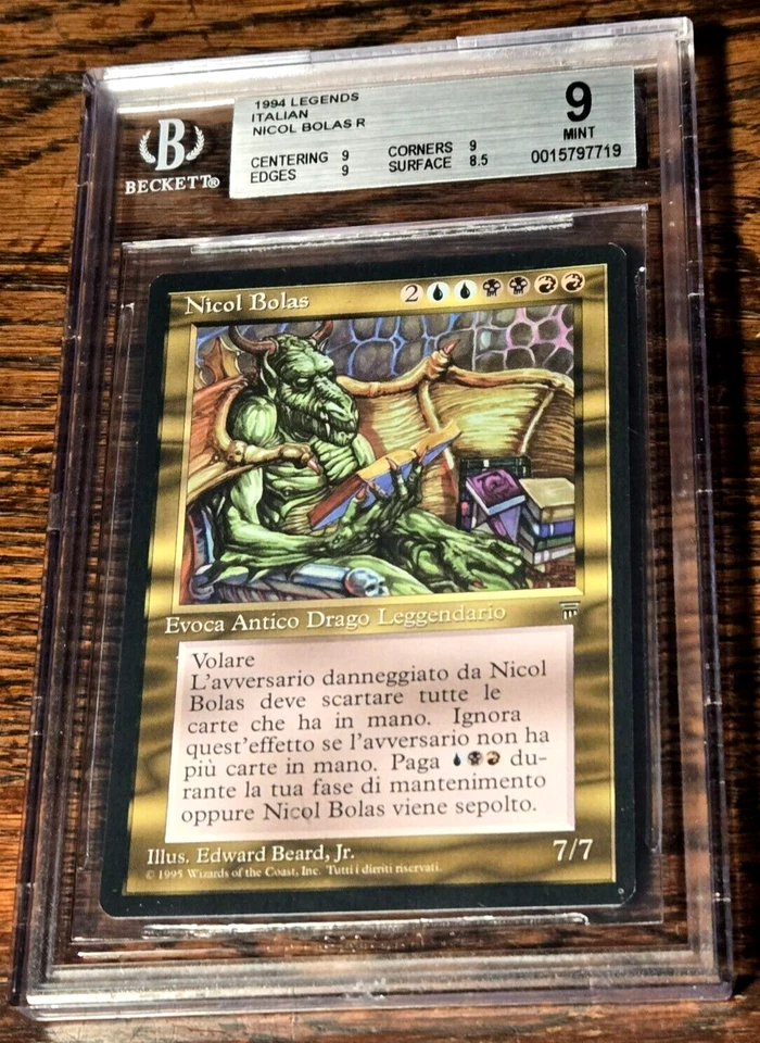 Nicol Bolas BGS 9 Legends Italian FBB MINT MTG with Iconic Vintage Art - Image 2 of 3