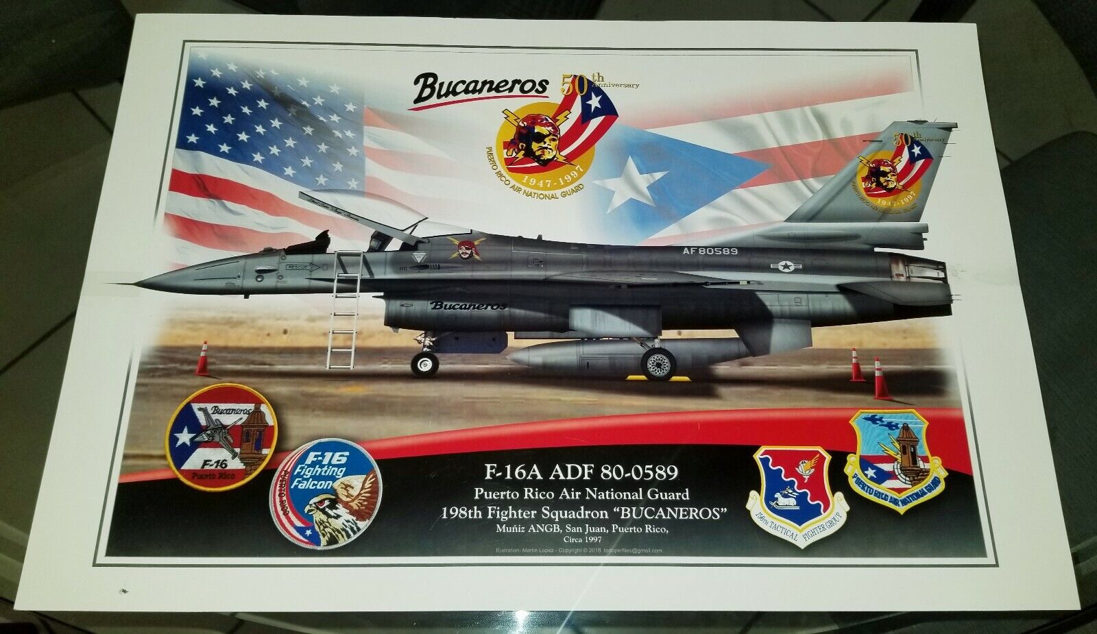 poster profile PRANG F-16A  ADF 50th 198FS 156th Bucaneros Puerto rico Air Guard