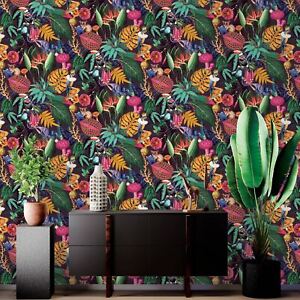 País de las maravillas tropical Wallpaper Ciruela Holden 91192 flores coloridas animales