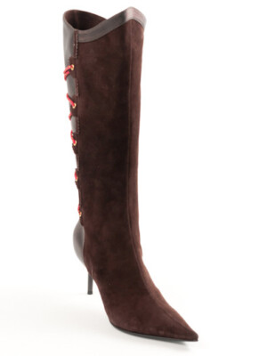 New Casadei Brown Suede Leather  Boots Made in Italy Size EU 37.5 US 7.5