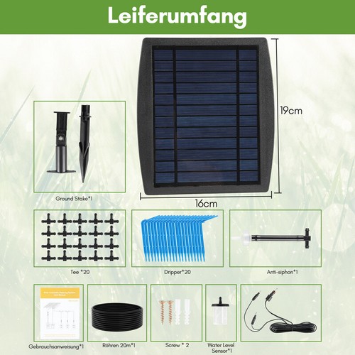 Solar Bewässerungssystem Automatisch 20 Tropfer pflanzen Pflanzenbewässerung - Bild 2 von 9