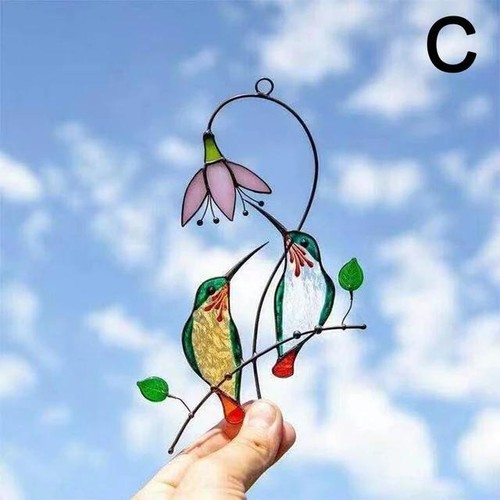 1PC Metal Stained Glass Handicraft Garden Window Balcony Hummingbird Hanging Yar - Picture 8 of 10