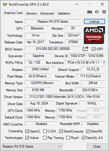  AMD Radeon Rx 570 8GB SAPPHIRE Nitro (Bootscreen) für Mac Pro (Rx 580) - Bild 4 von 4