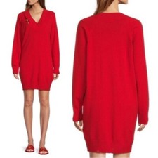 Versace Cashmere Blend Distressed Knit Mini Sweater Dress Size 6 NWT Cherry Red