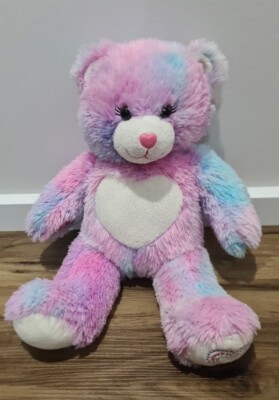 B-A-B Build A Bear FUREVER HEARTS Forever Love TEDDY BEAR - Pink & Blue Pastels