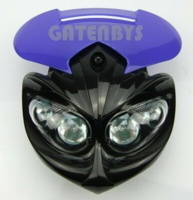 New Alien Blue Universal Motorcycle Headlight Streetfighter Custom