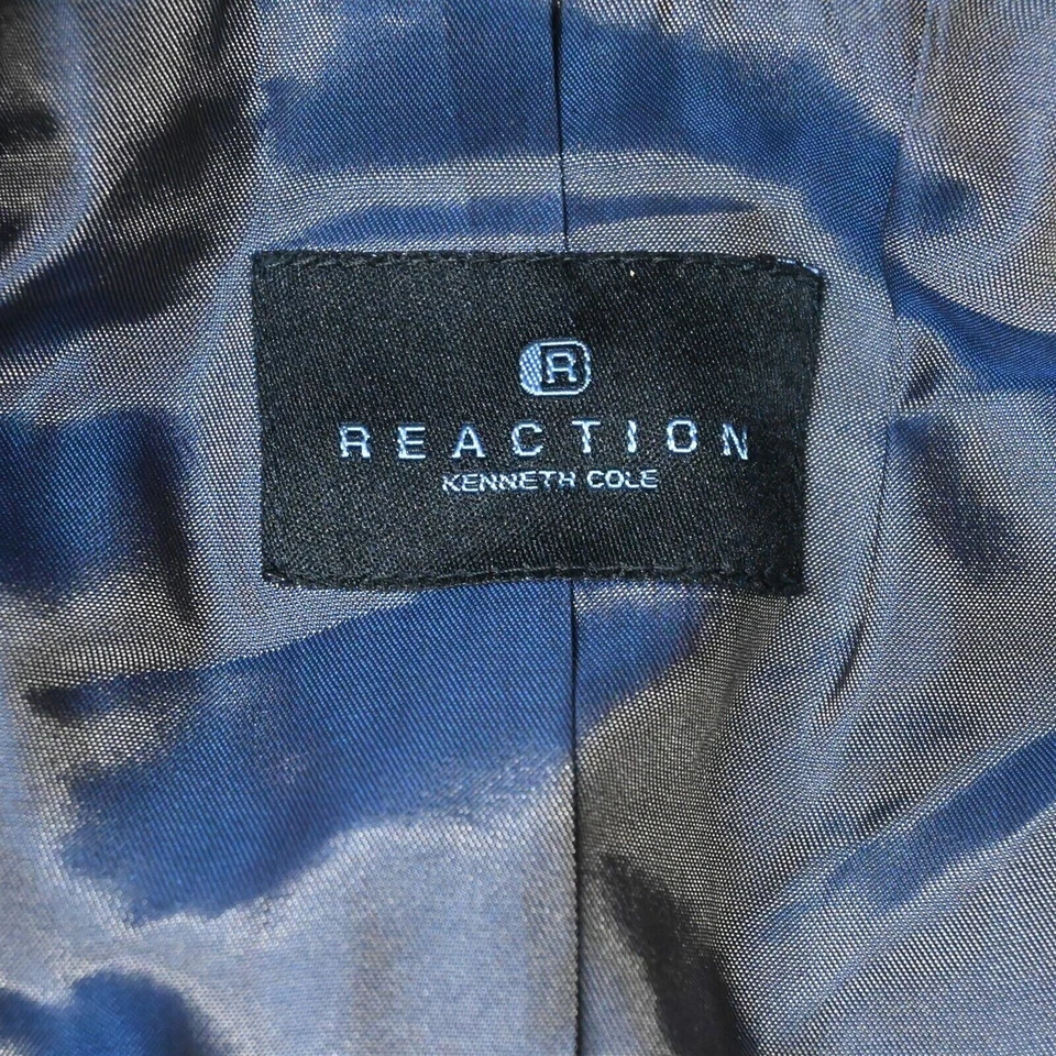 Reaction Kenneth Cole 42R 34x29 Black Stripe Wool Mens Coat Jacket Pants Suit - Image 4 of 4