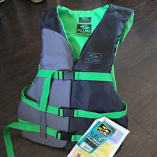 Fluid Aquatics Adult Universal USCG Approved Type III PFD Life Jacket Green/Gray