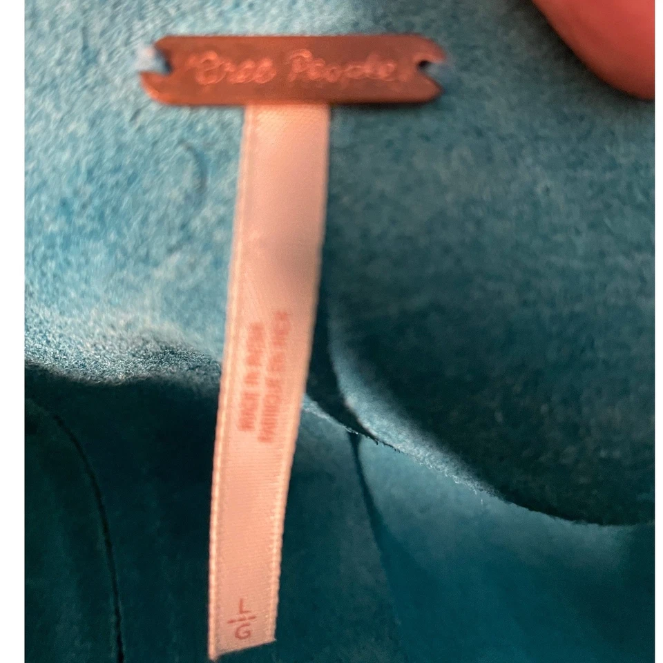 Free People Suede Mini Dress Size L Turquoise Blue Suede V Neck A Line Pockets - Image 4 of 4