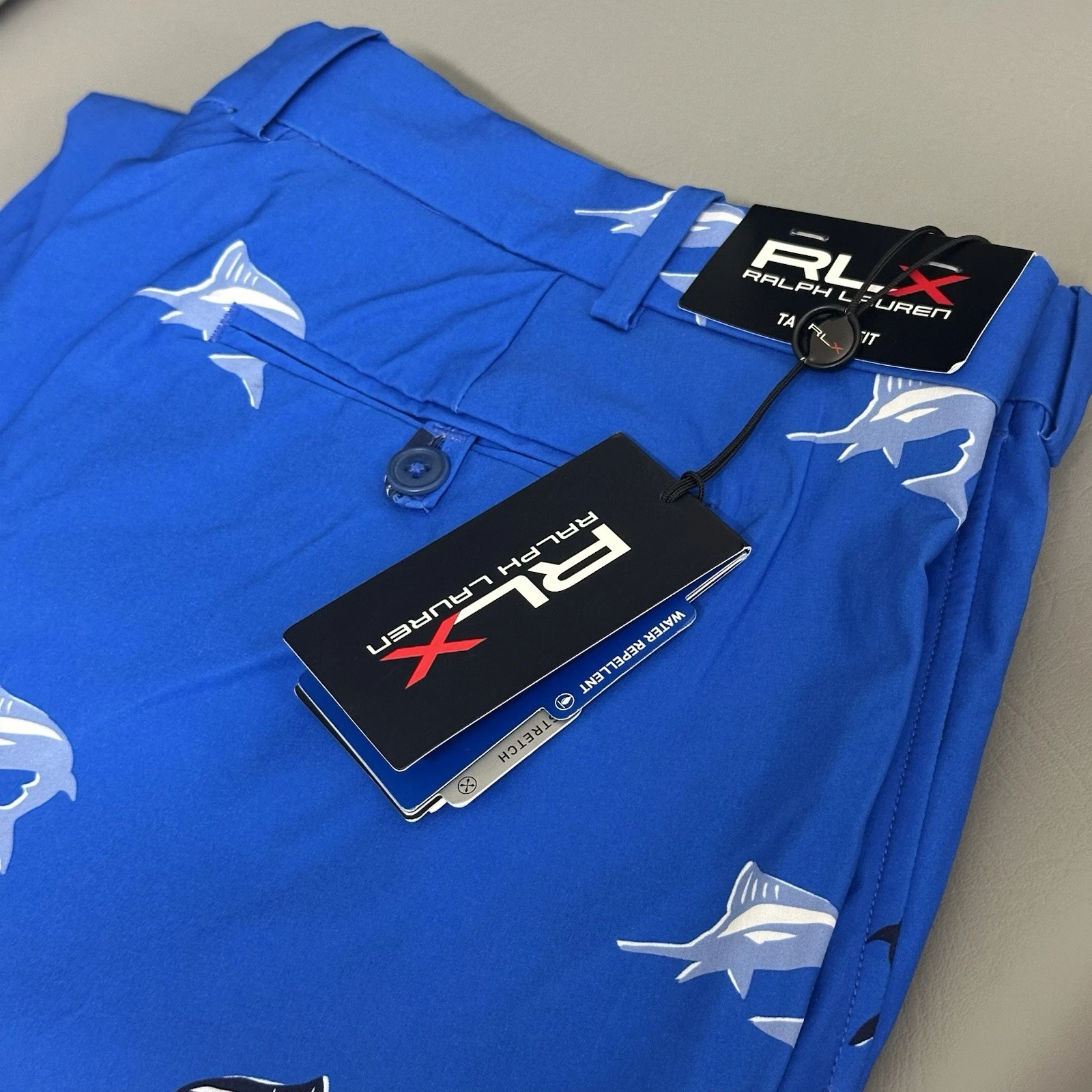 RLX Ralph Lauren Golf Pants Tailored Fit Marline Geometric Mens Sz 36x32 Blue