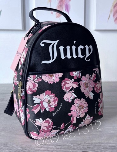 JUICY COUTURE Bag Shout it Out Backpack - Black Pink Flora - Picture 3 of 5