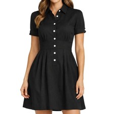 Marc by Marc Jacobs Black Short Sleeve Pleated Shirt Dress M4003713 Womens 2