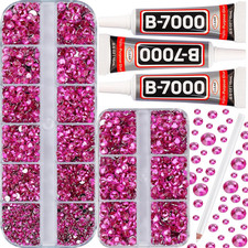 B-7000 Glue on 7500Pcs Hot Pink Rhinestones Flatback for Crafts Clothing Clothes