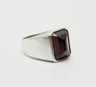 Vintage huge sterling silver red glass men ring size 14