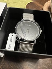 Nine West Mens Asher Watch NWW1620M Stainless Mesh Band Black Face. NEW