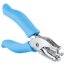 Single Hole Punch Metal Blue, 1/4” Hole Puncher with Soft Grip Handles for Pa...
