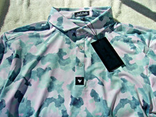 NWT Bad Birdie golf polo, men's L, XL, pointed collar, pink green camo style