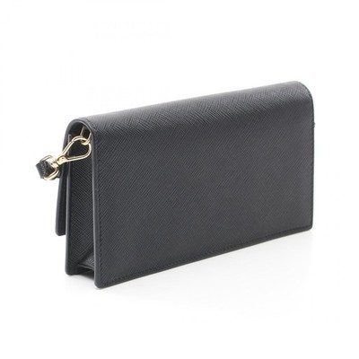 Prada Triangle Logo Shoulder Bag Black Saffiano Leather | eBay