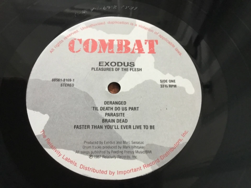 Exodus - Pleasures Of The Flesh 1987 Vinyl LP - Combat - Image 4 of 4