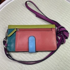 ili New York Colorblock Crossbody Phone Holder RFID Blocking Genuine Leather