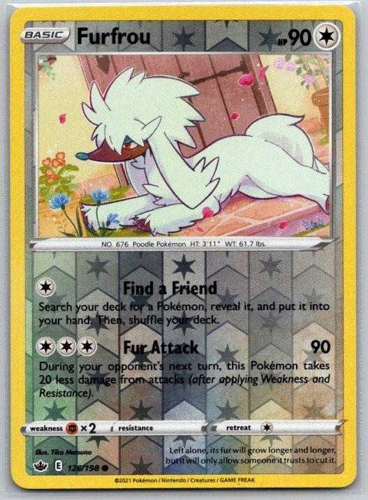 Furfrou 126/198 Common Chilling Reign Pokemon Reverse Holo Near Mint