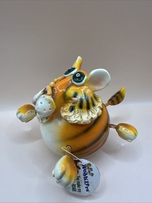 2006- Exhart Safari Wobblers Orange Paperweight Tiger Figurine Spring Tail Feet