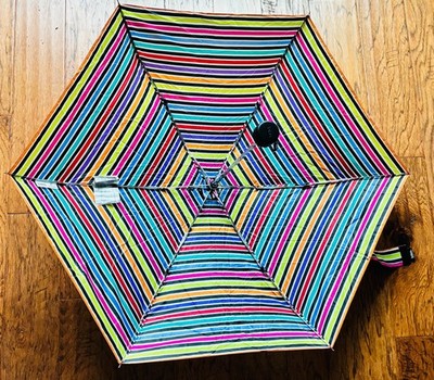 TOTES WOMEN'S UMBRELLA MINI STRIPES 6 inches NWOT