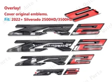OVERLAY Gloss Black Red Fender Grille Tailgate ZR2 Emblem 2024+ 2500HD/3500HD