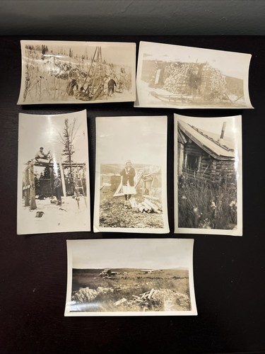 Vintage Antique Native Alaska Photographs 6 Airstrip Woman Eskimo Drill Cabin