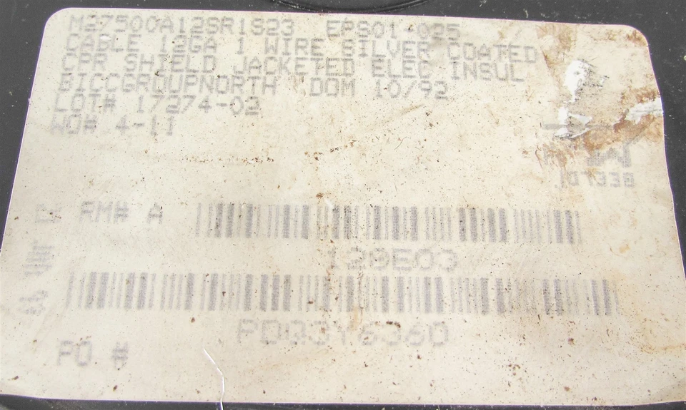 Cable plateado blindado militar de 300+ pies M27500 12SR1S23 (NSN: 6145-01-534-7654) Foto 2 de 3