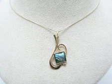 a965 Unique Cut Shell Filigree Pendant in 14k Yellow Gold with 14k Yellow Gold C