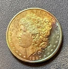1897-S Morgan Silver Dollar $1 90% Silver Beautiful Rainbow Toning!  Free ship