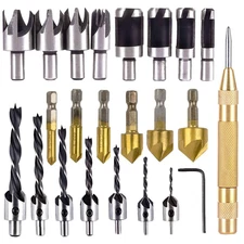 23-Pack Woodworking Chamfer Drilling Tool, 6Pcs 1/4" Hex 5 Flute 90 Degree Count