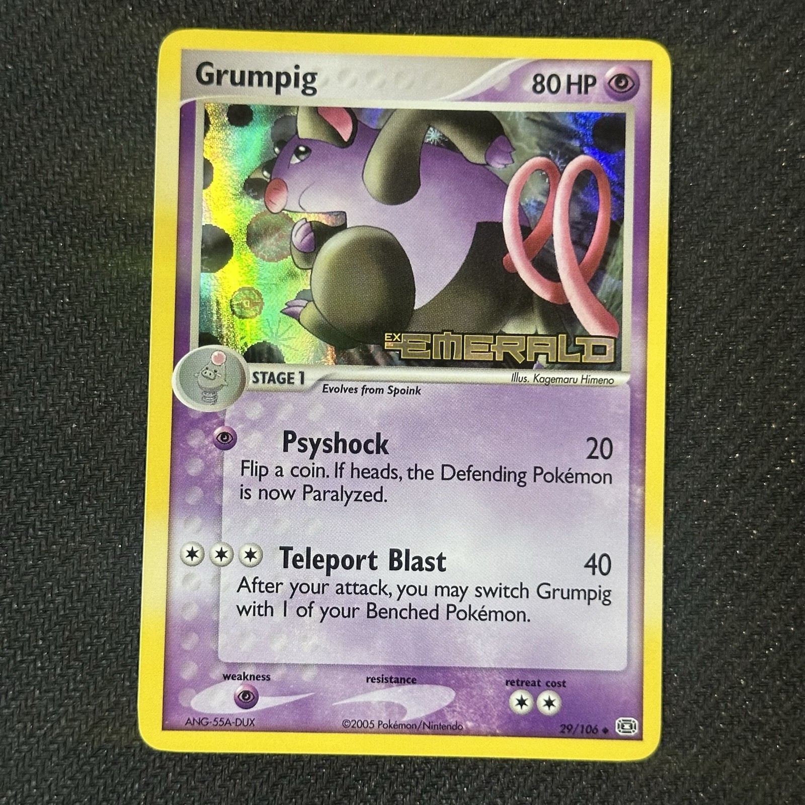 Pokemon TCG Grumpig 29/106 Emerald Stamped Reverse Holo 2005 NM