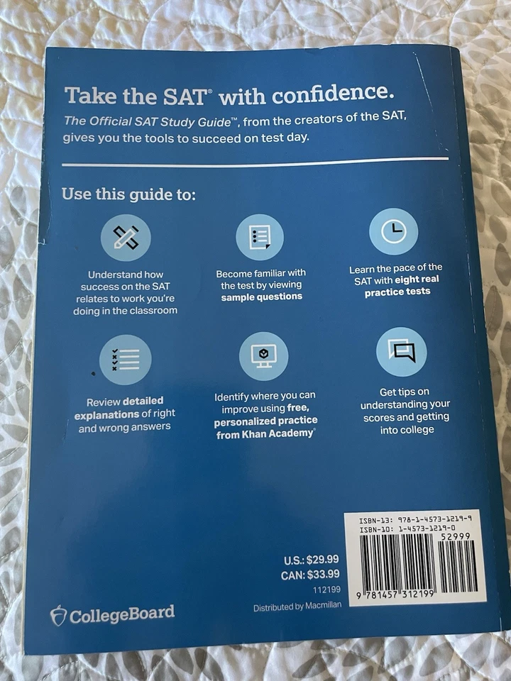 Official SAT Study Guide 2020 Edition by The College Board Paperback - 8 Tests - Image 2 of 2