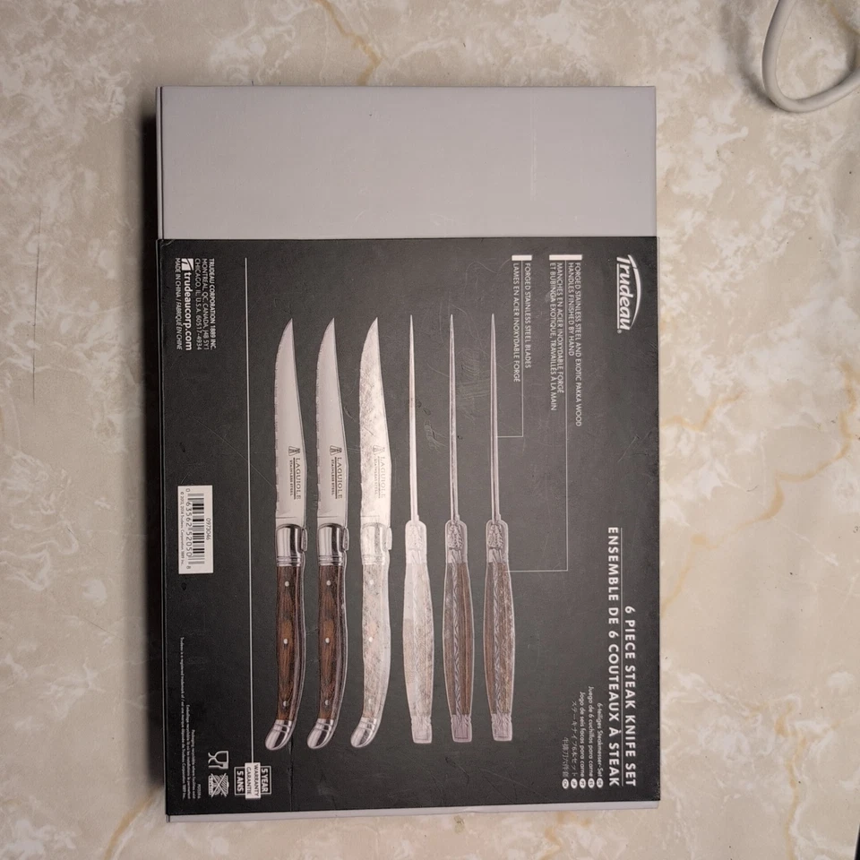 Trudeau Maison Laguiole 木质手柄牛排刀 6 件套棕色和灰色 — 第 2/4 张图片