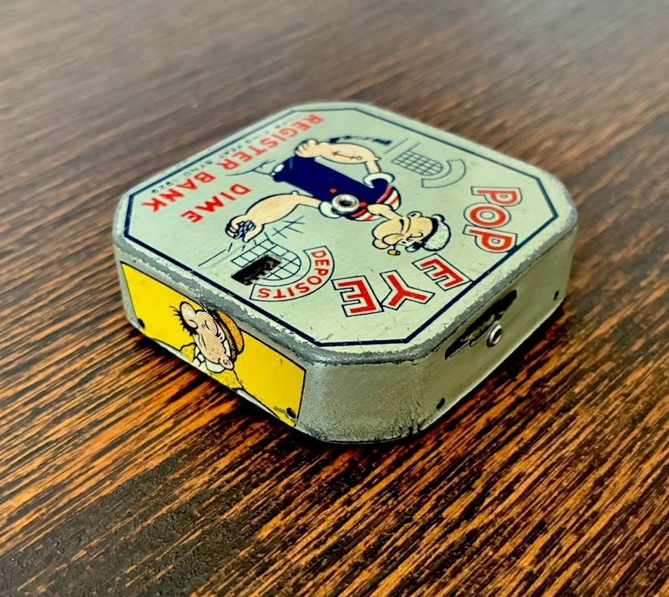 1929 Very Rare Popeye Dime Register Bank/Popeye the Sailor Man Vintage Toy - Imagem 4 de 4