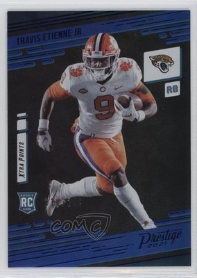 2021 Prestige Rookies Xtra Points Premium Blue Travis Etienne Jr Rookie RC 1u6