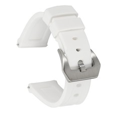 Silicone Watch Bands 20mm Soft Watch Band with Silver Buckle, White