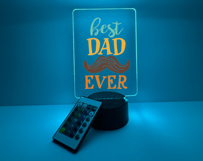 UV Printed Best Dad Ever Light Up, Personalized FREE, LED Lamp, Father's Day